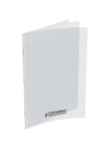 Cahier polypro 24x32cm, 140p, grands carreaux, incolore