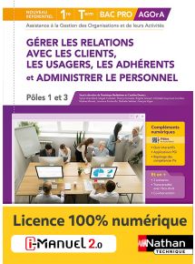 Gérer les relations avec les clients, les usagers, les adhérents et administrer le personnel - Pôles 1 et 3 - 1re/Tle Bac Pro AGOrA - Ed. 2021