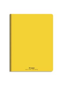 Cahier polypro 17x22cm, 32p, grands carreaux, jaune