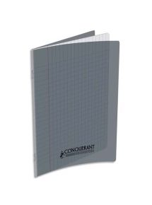 Cahier polypro 17x22cm, 48p, grands carreaux, gris