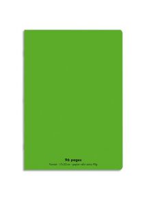 Cahier polypro 17x22cm, 96p, grands carreaux, vert