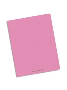 Cahier polypro 17x22cm, 96p, grands carreaux, rose