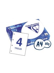 Papier Clairalfa A4 80g perforé, blanc, ramette de 250 feuilles