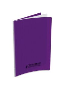 Cahier polypro 17x22cm, 32p, grands carreaux, violet