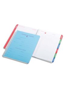 Cahier de textes polypro 17x22cm, 148p, grands carreaux, spirale