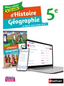 Mon cahier bi-média d'Histoire-Géographie 5e - Biblio Exos (2021)